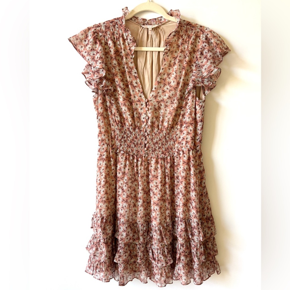 REBECCA TAYLOR Lucia V Neck Short Sleeve Silk Dress - Picture 3 of 11
